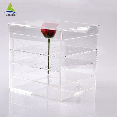 Custom Design Acrylic Storage Box Display Clear Square Acrylic Flower Box
