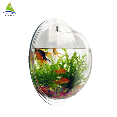 Modern Acrylic Shop Display Customized Wall Mounted Clear Round Acrylic Fish Tank