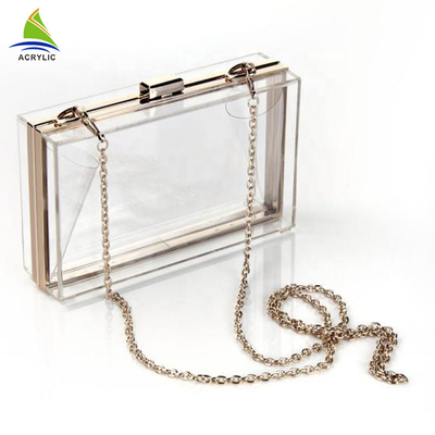 Trendy Clear Fashion Custom Acrylic Evening Clutch Bags For Women / Girl
