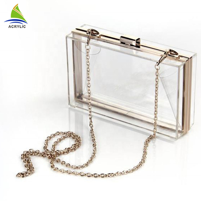 Trendy Clear Fashion Custom Acrylic Evening Clutch Bags For Women / Girl