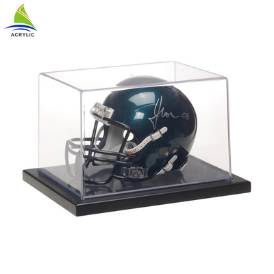 OEM Transparent Football Acrylic Display Box , Ball Helmet Display Case