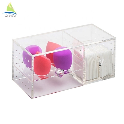 Customized Promotion Makeup Acrylic Display Box / Cotton Pad Swabs Storage Box