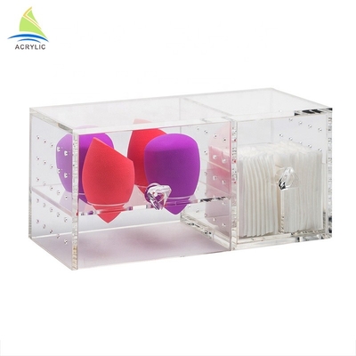 Customized Promotion Makeup Acrylic Display Box / Cotton Pad Swabs Storage Box
