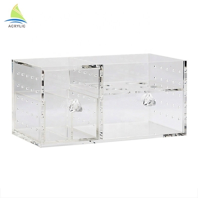 Customized Promotion Makeup Acrylic Display Box / Cotton Pad Swabs Storage Box