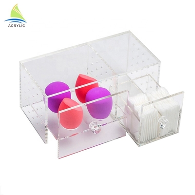 Customized Promotion Makeup Acrylic Display Box / Cotton Pad Swabs Storage Box
