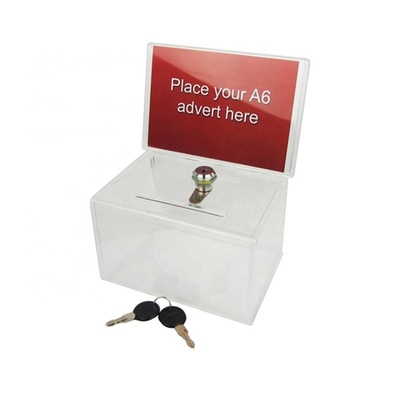 Small Acrylic Fundraise Display Boxes With Lock / Plexiglass Donation Box