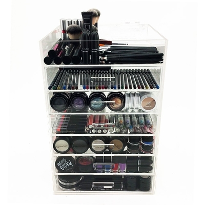 7 Tier Makeup Acrylic Display Box With Drawers For Shopping Mall