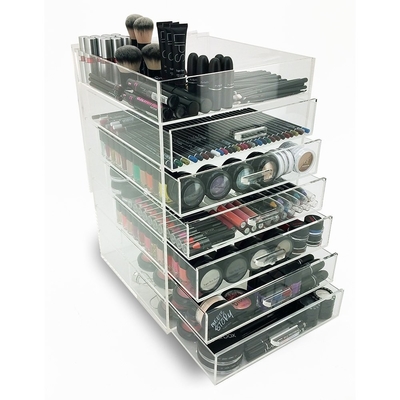 7 Tier Makeup Acrylic Display Box With Drawers For Shopping Mall