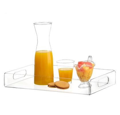 High Transparent Acrylic Food Serving Trays With Handle SGS ISO