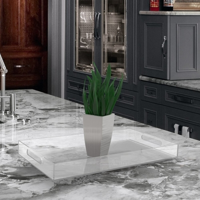 High Transparent Acrylic Food Serving Trays With Handle SGS ISO