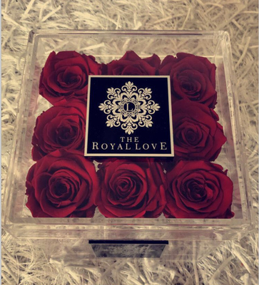 Waterproof Square Packaging Gift Luxury Acrylic Flower Box With Laser Logo