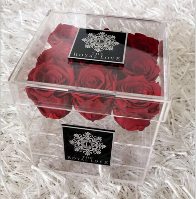 Waterproof Square Packaging Gift Luxury Acrylic Flower Box With Laser Logo