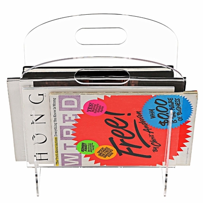 Freestanding Modern Clear Acrylic Magazine Holder Display Stand / File Folder Storage Organizer Rack
