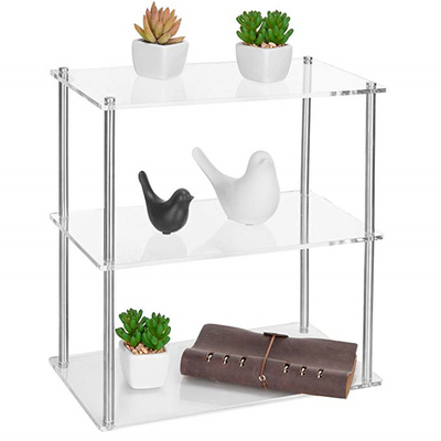 Eco - Friendly Clear Acrylic Tabletop Display Shelves / Cosmetic Store Display