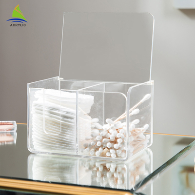 Household Acrylic Cotton Pad Swab Holder / Plastic Cotton Swab Storage Box
