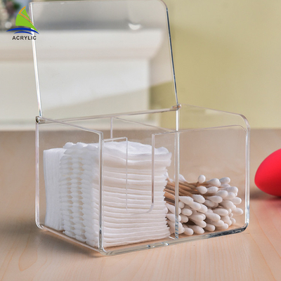 Household Acrylic Cotton Pad Swab Holder / Plastic Cotton Swab Storage Box