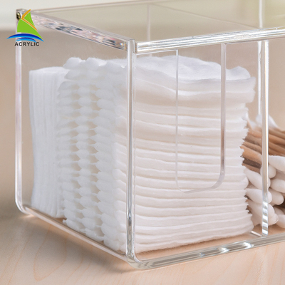 Household Acrylic Cotton Pad Swab Holder / Plastic Cotton Swab Storage Box
