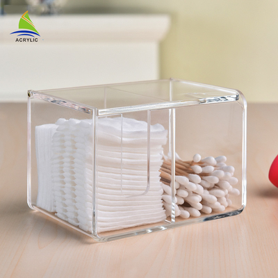 Household Acrylic Cotton Pad Swab Holder / Plastic Cotton Swab Storage Box