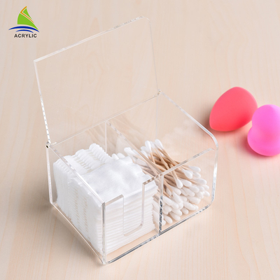 Household Acrylic Cotton Pad Swab Holder / Plastic Cotton Swab Storage Box