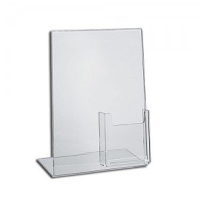 Acrylic Slant Back Insert Countertop Sign Holder 8.5 X 11 Inches With Brochure Pocket