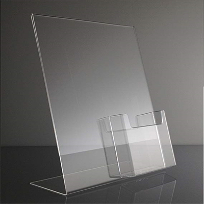 Acrylic Slant Back Insert Countertop Sign Holder 8.5 X 11 Inches With Brochure Pocket
