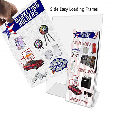 Acrylic Slant Back Insert Countertop Sign Holder 8.5 X 11 Inches With Brochure Pocket