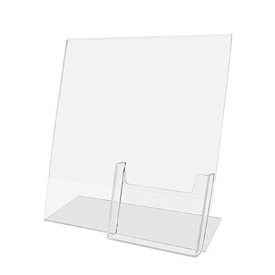 Acrylic Slant Back Insert Countertop Sign Holder 8.5 X 11 Inches With Brochure Pocket