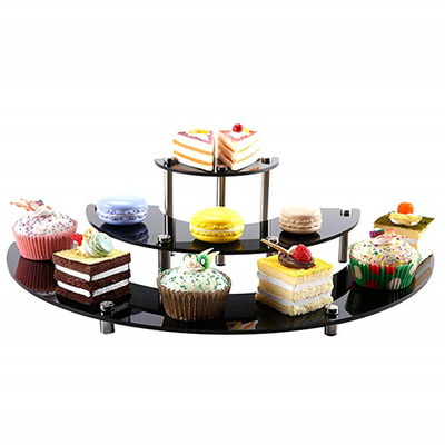 Glossy Acrylic Tiered Display Stands , 3 Tier Semicircle Cupcake Dessert Stand