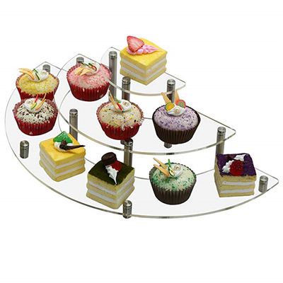 Glossy Acrylic Tiered Display Stands , 3 Tier Semicircle Cupcake Dessert Stand