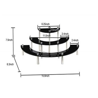 Glossy Acrylic Tiered Display Stands , 3 Tier Semicircle Cupcake Dessert Stand