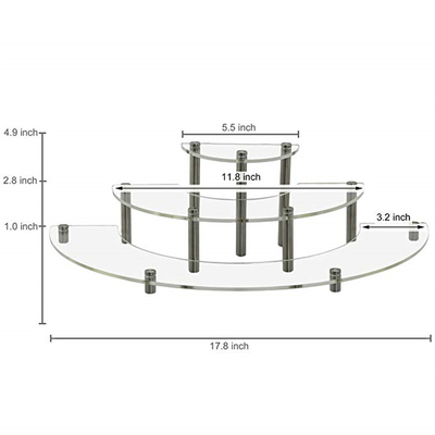 Glossy Acrylic Tiered Display Stands , 3 Tier Semicircle Cupcake Dessert Stand