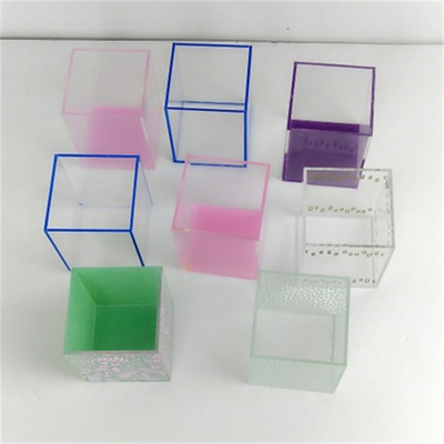 Colored 5 Side Glass Cube Display Box / Large Clear Acrylic Display Cube