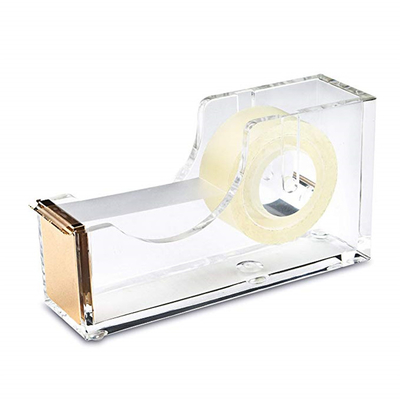 Office Stationery Supplies Set Custom Acrylic Furniture / Acrylic Fancy Tape Dispenser And Stapler