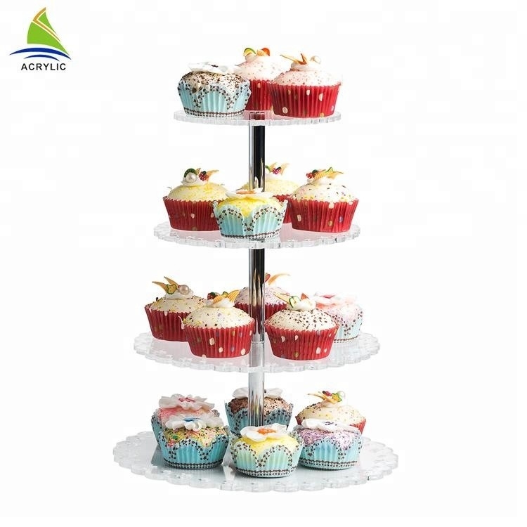 Round 4 Tier Crylic Cake Display Acrylic Dessert Display Stands For Storage