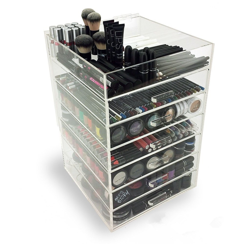7 Tier Makeup Acrylic Display Box With Drawers For Shopping Mall