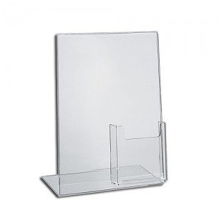 Acrylic Slant Back Insert Countertop Sign Holder 8.5 X 11 Inches With Brochure Pocket