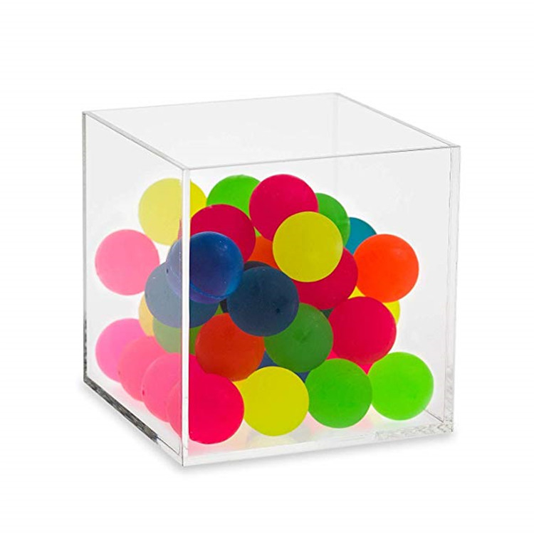 Colored 5 Side Glass Cube Display Box / Large Clear Acrylic Display Cube